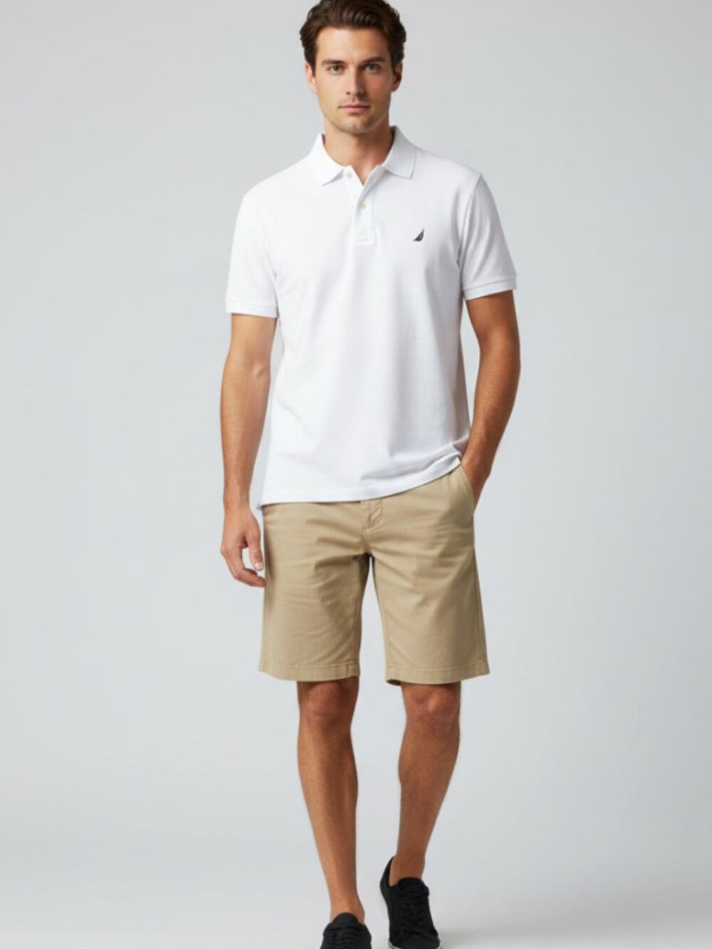 Nautica Men XL White Classic Fit Deck Polo Shirt Short Sleeve Performance